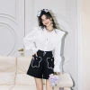The new long-sleeved white shirt for women in the autumn of 2023, with lace trim and a doll-neck design, is a stylish shirt for women Application Scenario